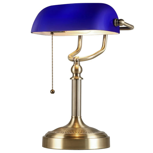 Newrays Plug In Glass Banker Lamp Zipper Switch Table Lamp