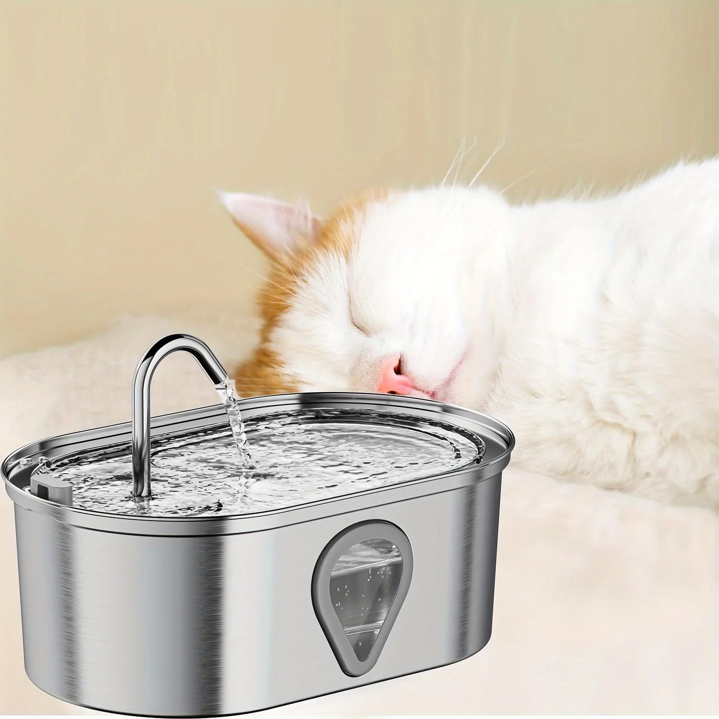 NPET Automatic Stainless Steel Cat Water Fountain With LED Illumination And Filter