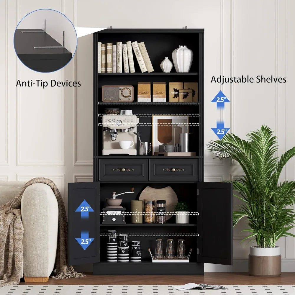 HUANZHUANG Set of 2 Bookshelves with Adjustable Shelves