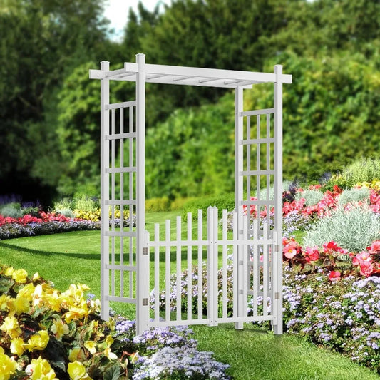 High-concerned Garden Arbor With Gate PVC Wedding Arch