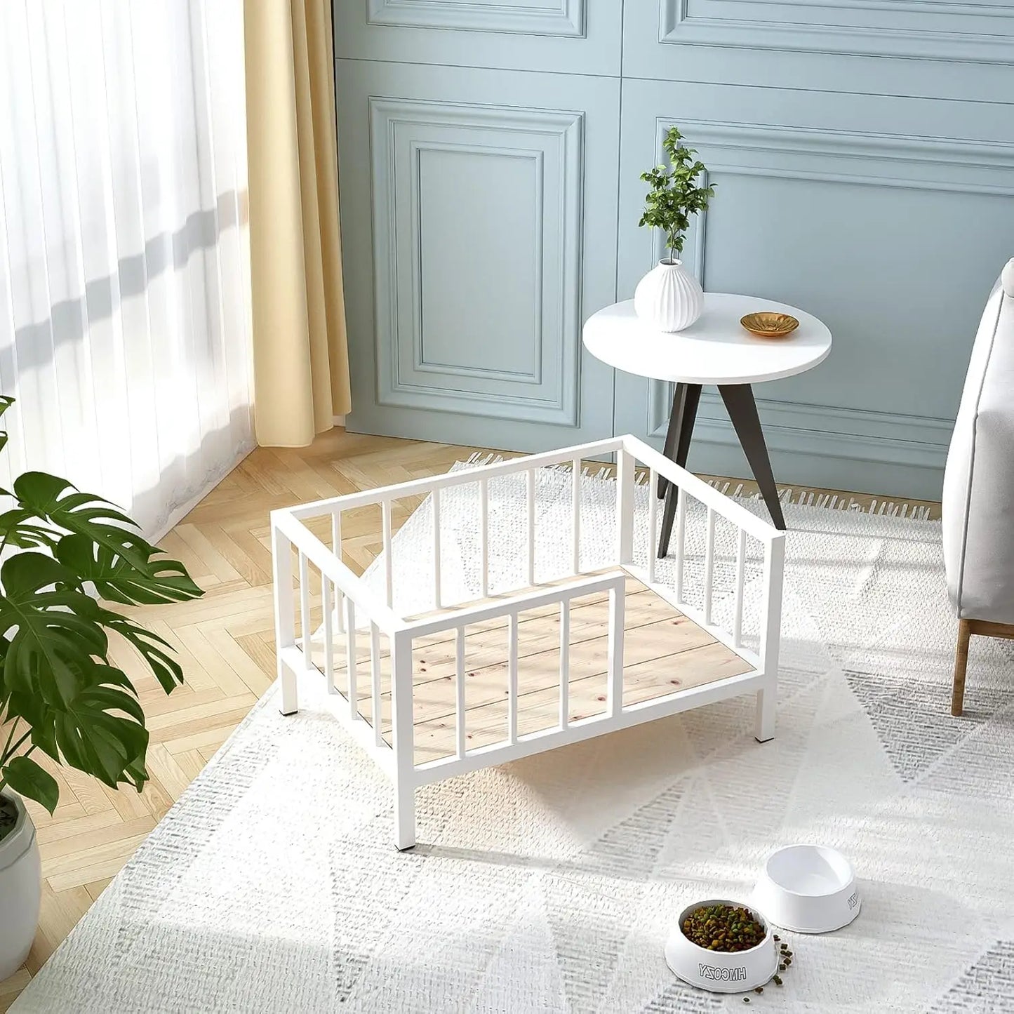 Elevated Dog Bed With Rails Metal Frame And Washable Mat