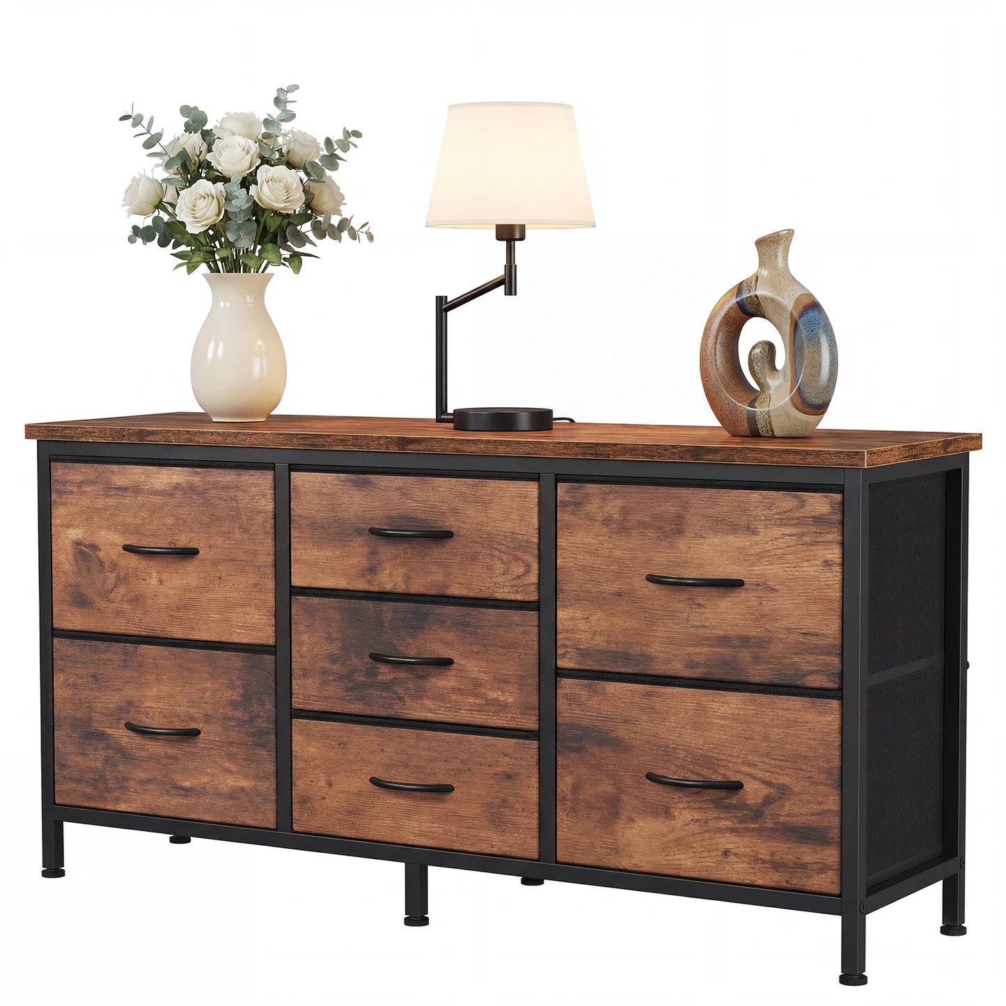 MCQ TV Stand Dresser With 7 Drawers Fabric Cabinet