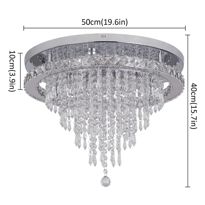 GreeLustr Dimmable Crystal LED Ceiling Pendant Light With Remote