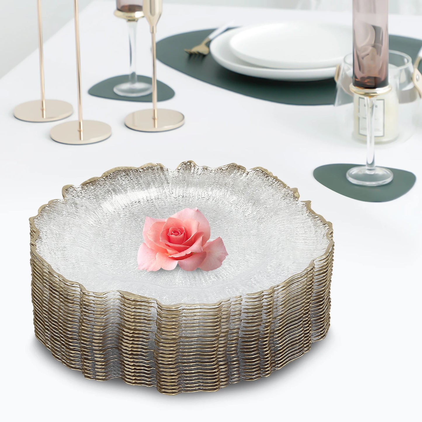 Hign-concerned Flower Charger Plates 25 Pcs Set Hot Stamping