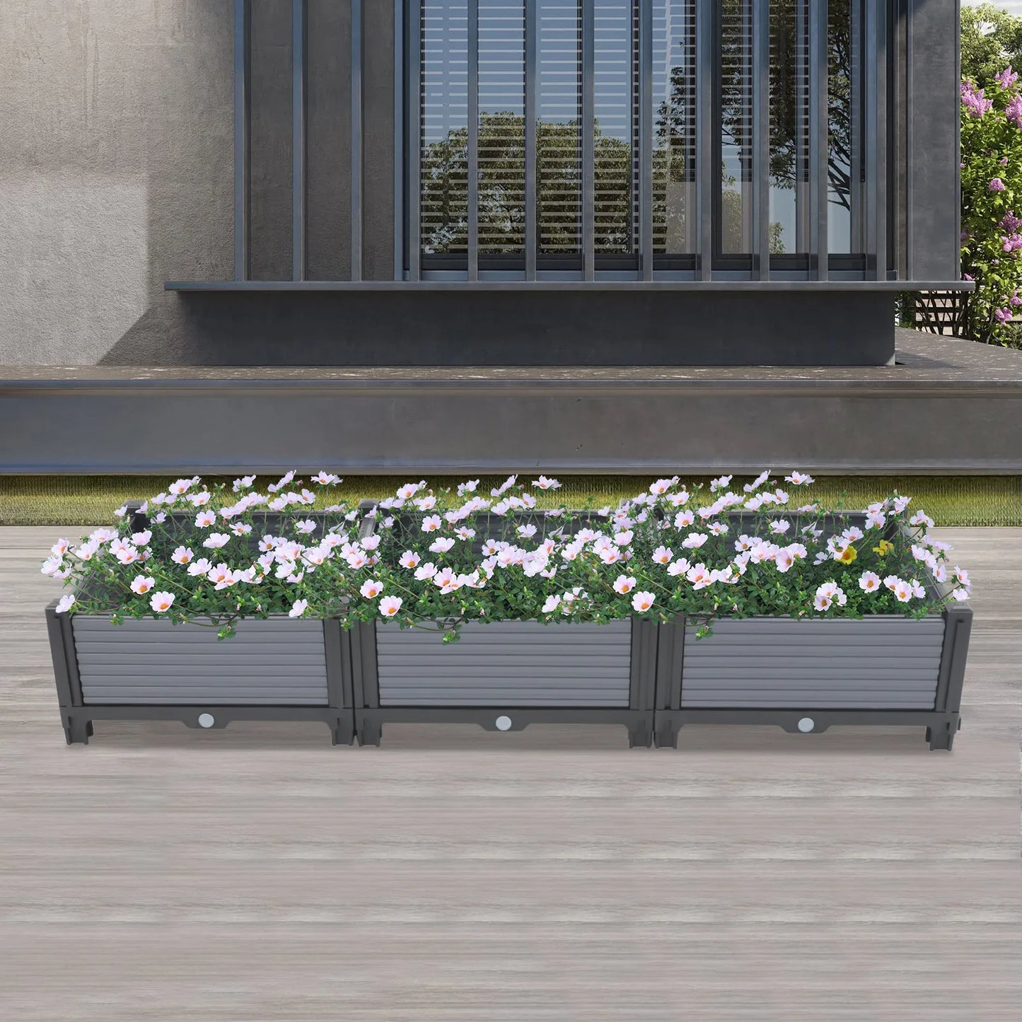 Square Planter Box Raised Garden Bed With Drainage Grid Balcony