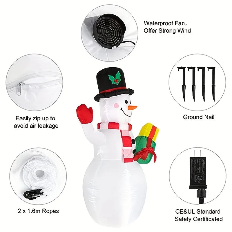High-concerned Snowman Inflatable With Built-In LED Lights Outdoor Decor