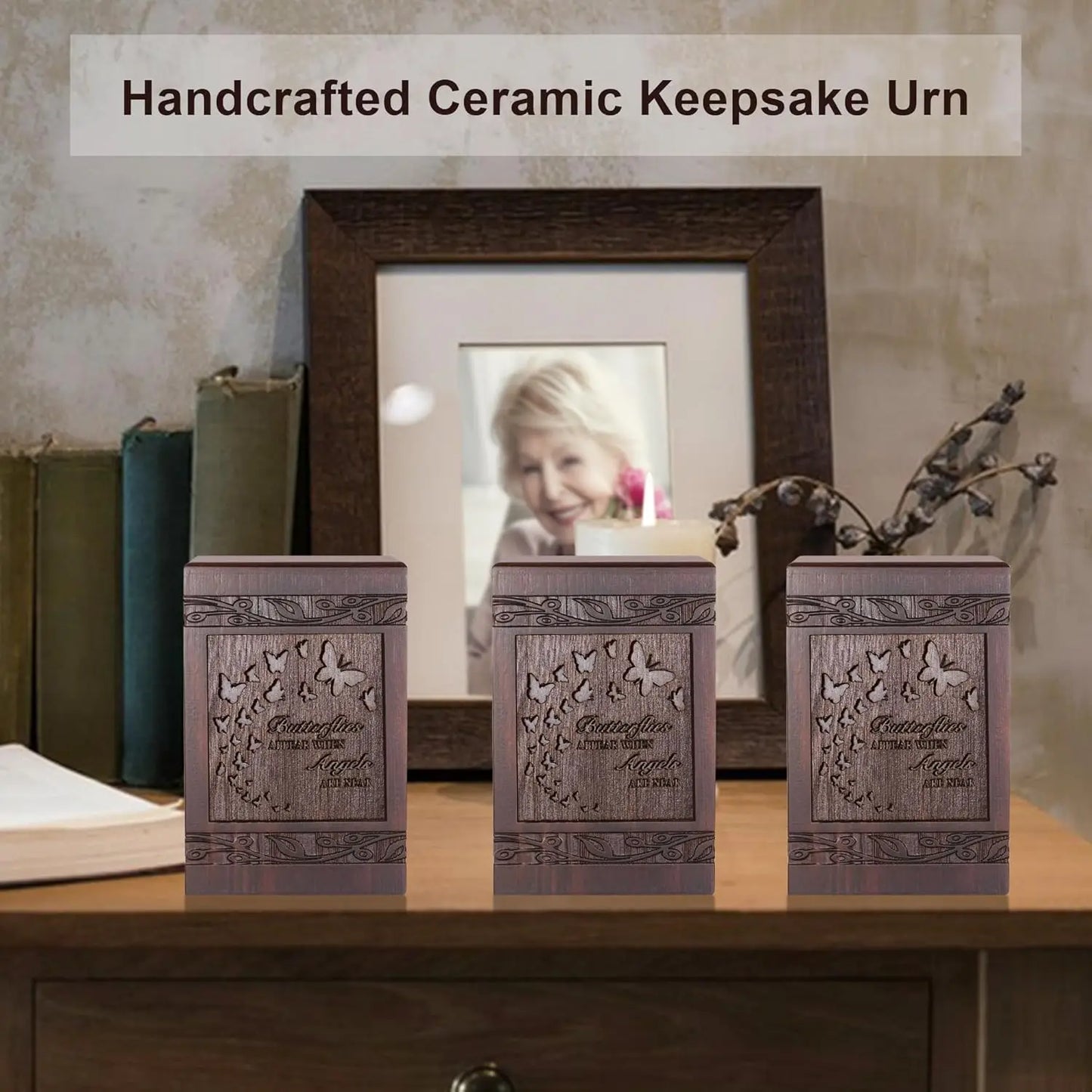 Wooden Carved Butterfly Urn For Human And Pet Ashes Memorial