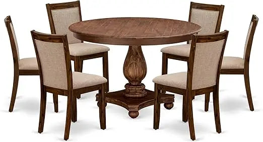 RBXC F2MZ7N04 7 Piece Round Dining Set With Pedestal Table And Chairs