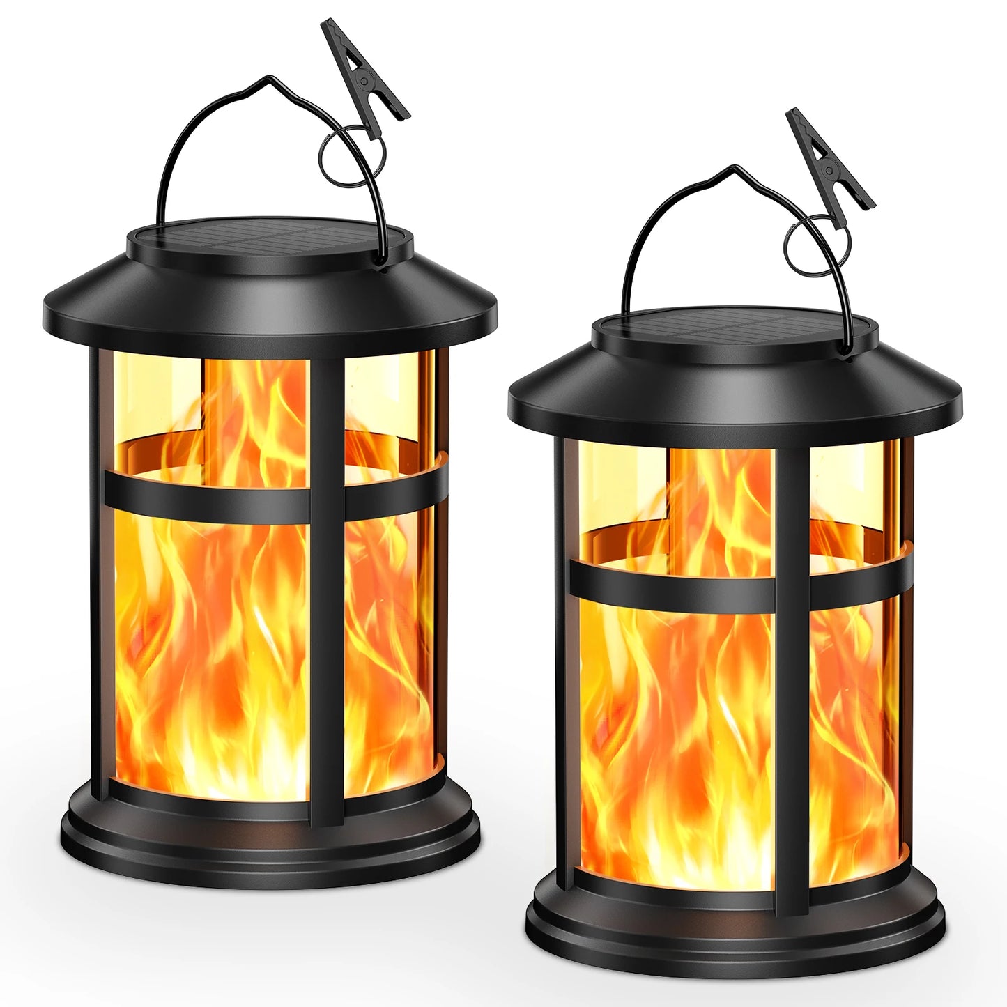 KPSTEK Solar Flame LED Lights Outdoor Lanterns 2 Pack