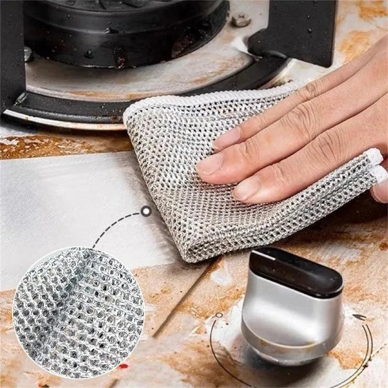 NONECN Thickened Steel Wire Cleaning Cloth Non Scratch Dish Rag