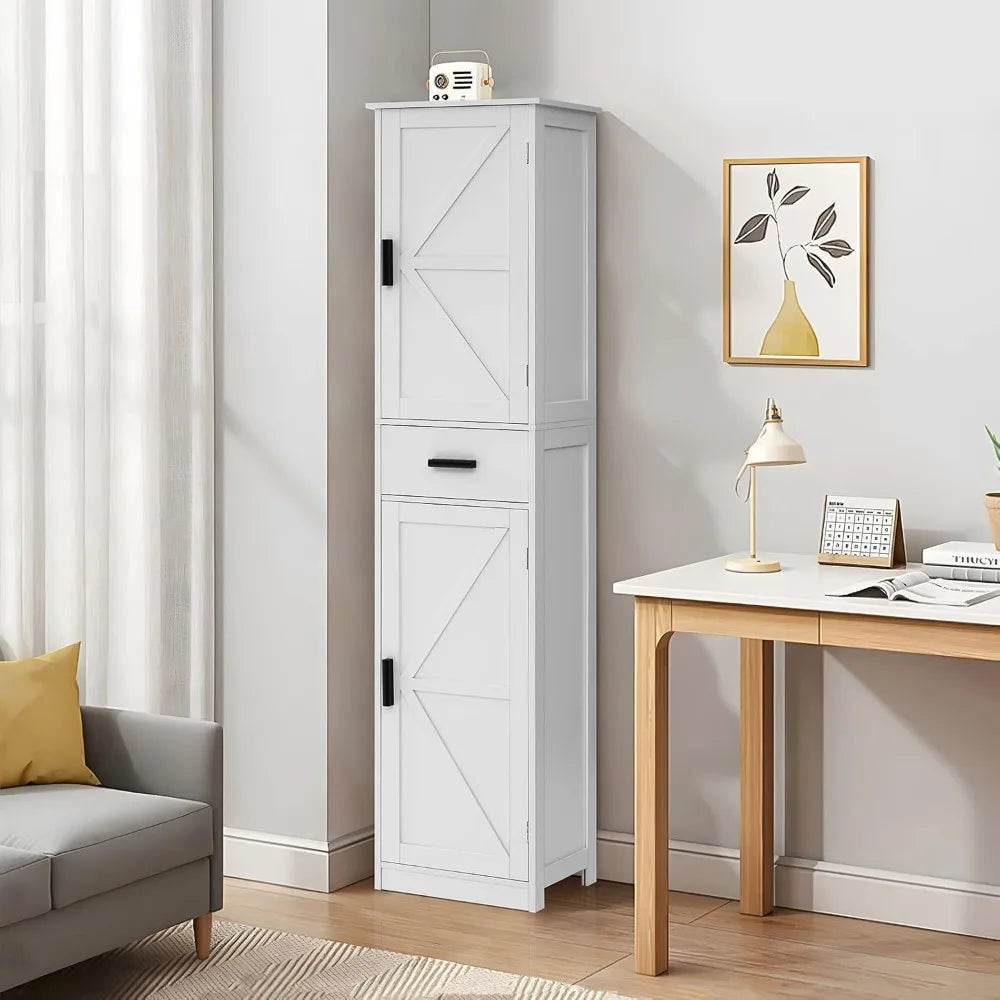 Hign-concerned Bathroom Cabinet With 6 Shelves Drawers