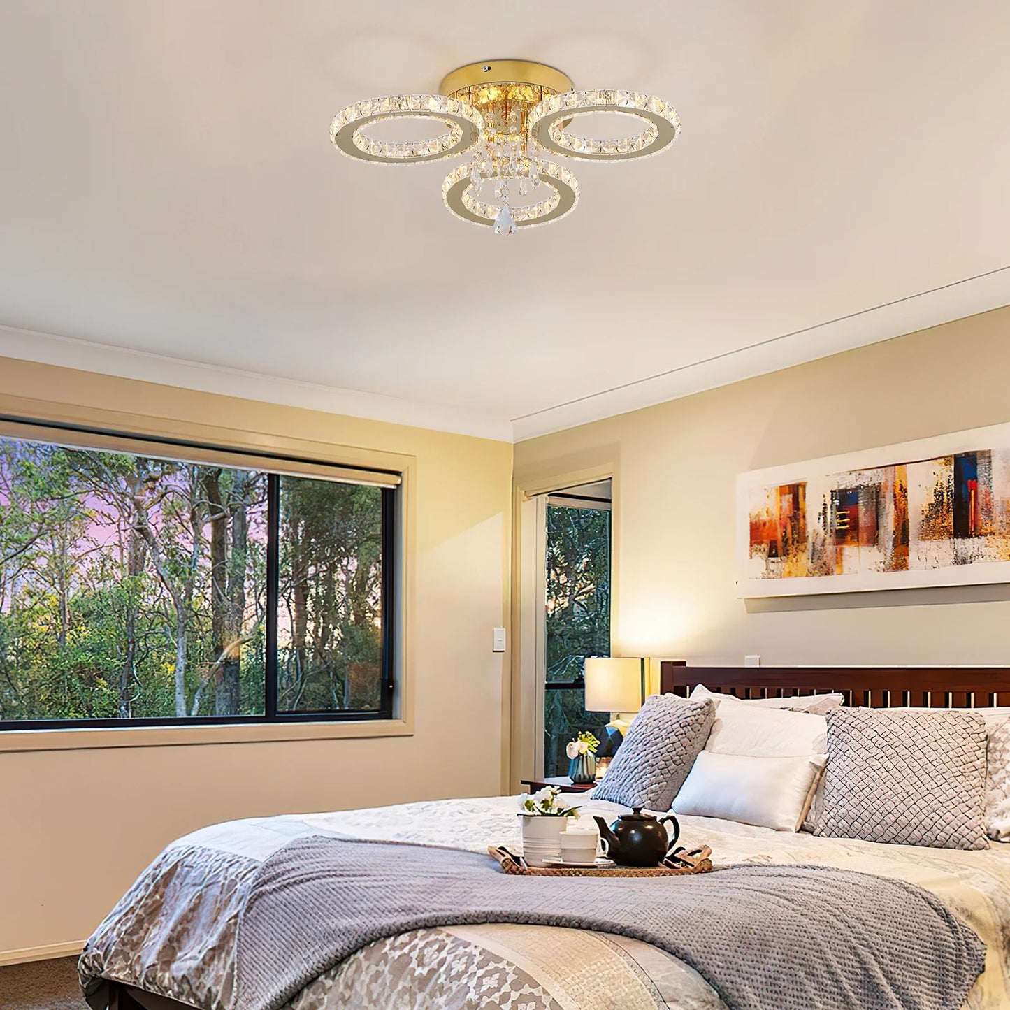 Led Crystal Ceiling Light Chandelier For Living Room Dining