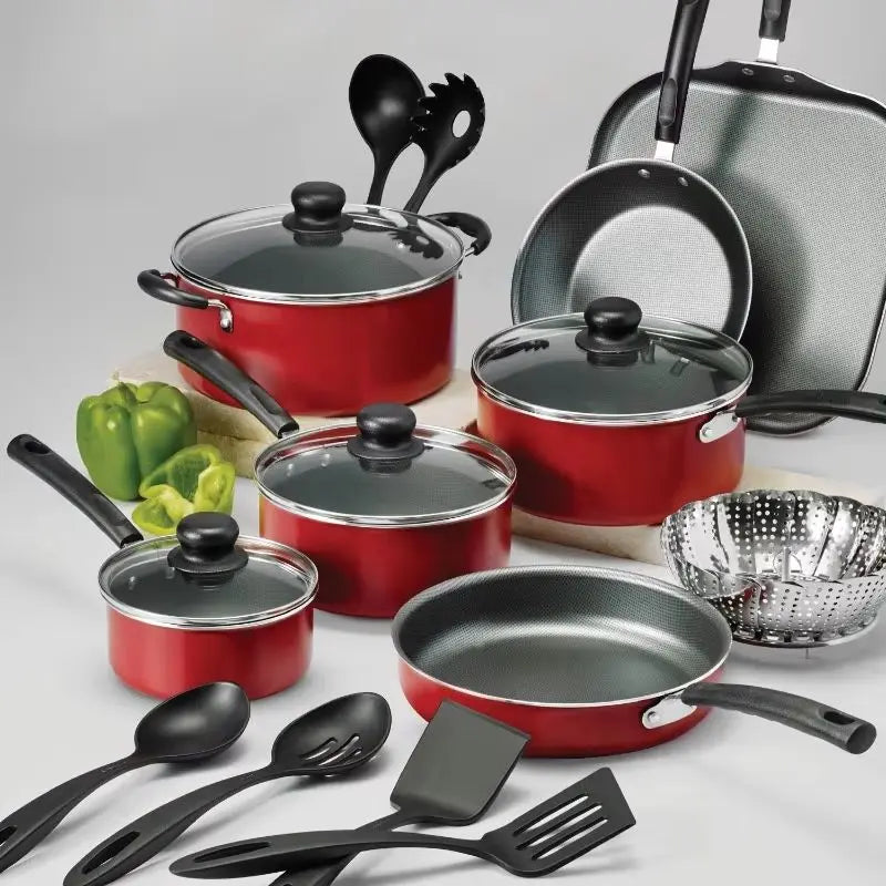 Tramontina Primaware Eighteen Pieces Nonstick Cookware Set With Silicone Handles