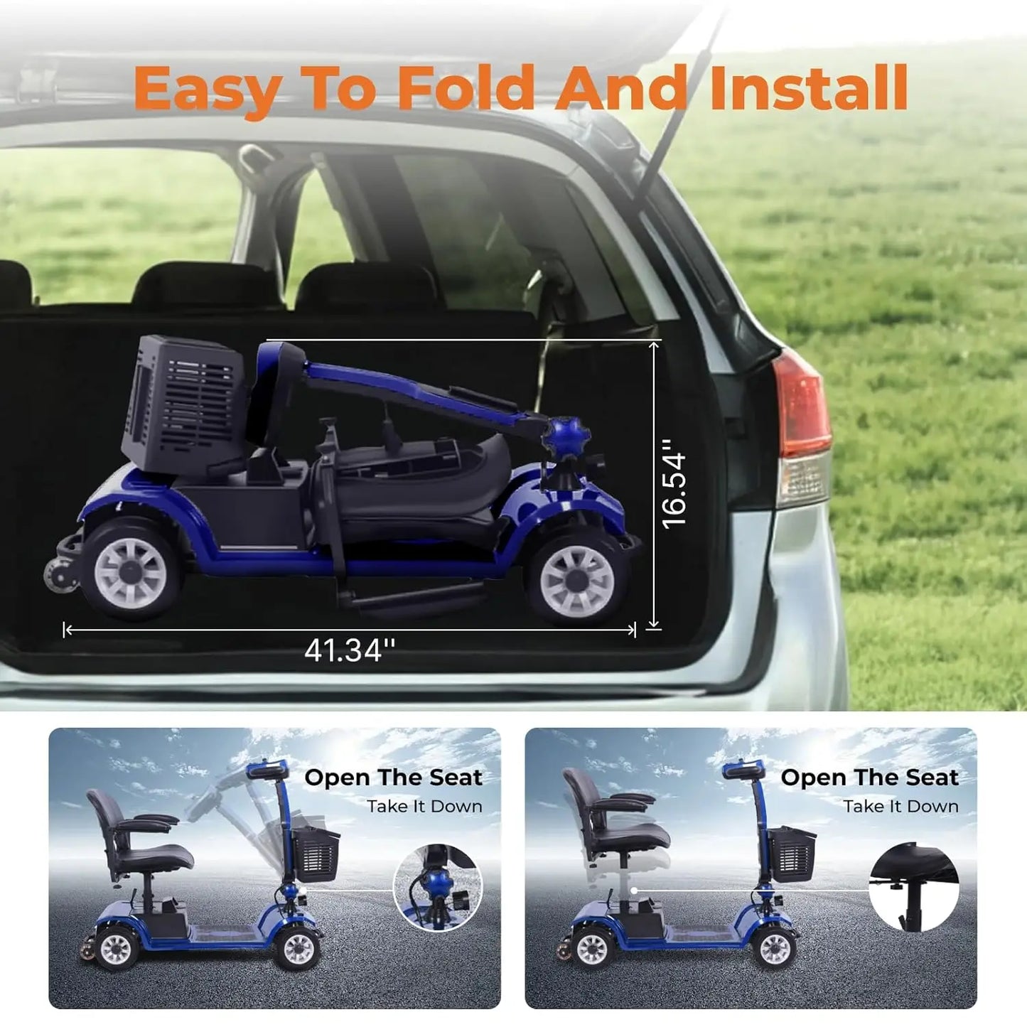 Mobility Scooter for Adults and Seniors with Long Range Battery