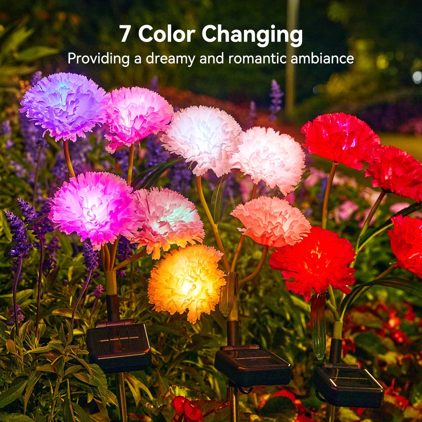 KPSTEK Solar Flower Lights 4 Pack Realistic Outdoor Garden Decor