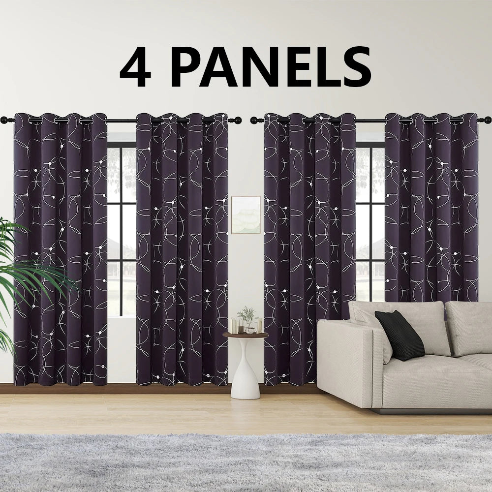 4 Pack Blackout Curtain Panels Grommet Thermal Insulated Room Darkening