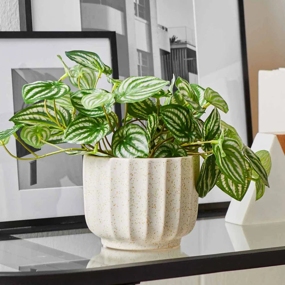 Finishing Ceramic Ribbed Vase For Indoor Plants Home Decor