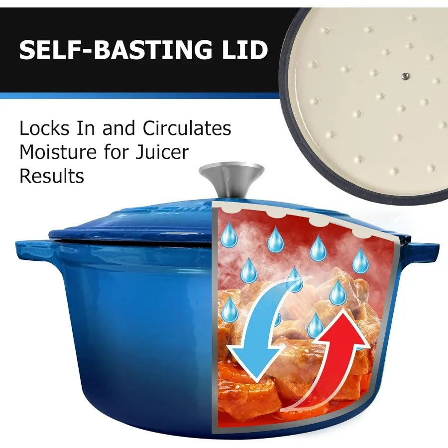 MELLERHOME Enameled Cast Iron Dutch Oven With Lid And Stainless Knob