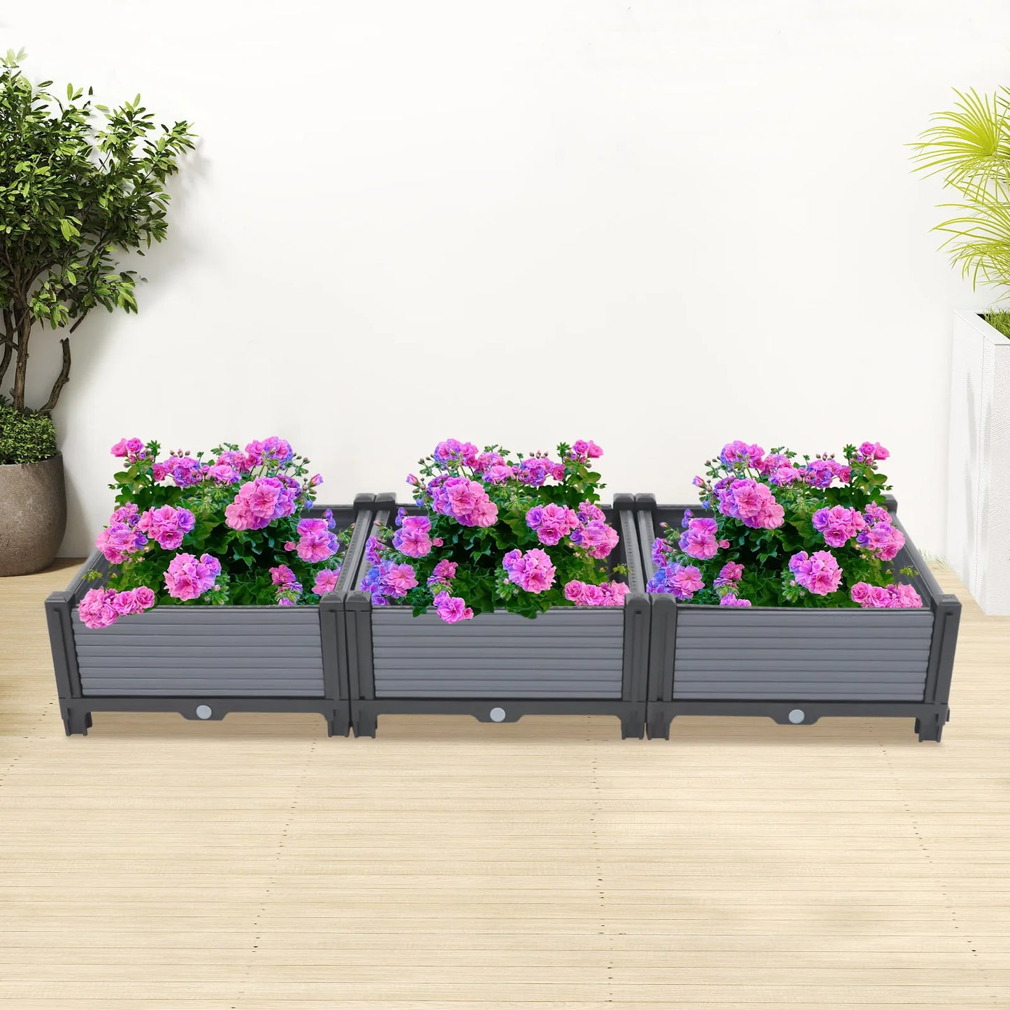 Square Planter Box Raised Garden Bed With Drainage Grid Balcony