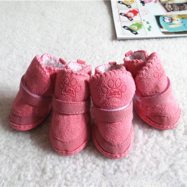 NONECN Pet Dog Shoes 4Pcs Thick Warm Rain Snow Boots
