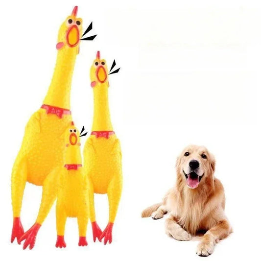 DKSTINYE Squeaky Chicken Dog Toy Rubber Squeaker Chew