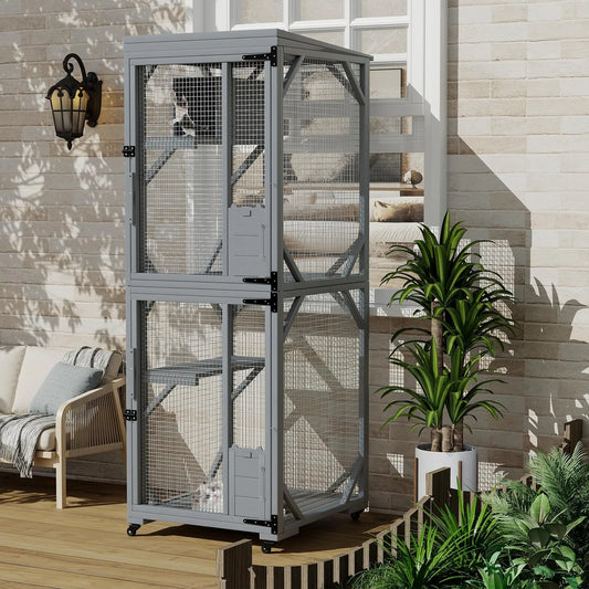 HiMISSC Outdoor Catio Enclosure With Lockable Wheels Weatherproof