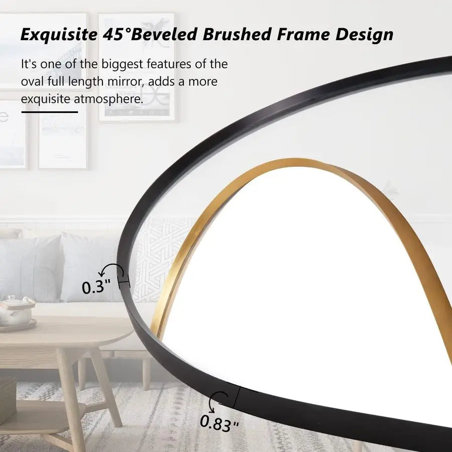 Full Length Mirror With Metal Frame Wall Mounted Dressing Mirror