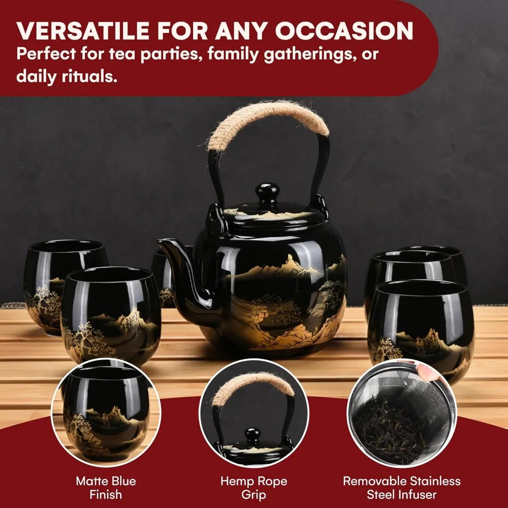 NONECN Kitchen Porcelain Tea Set With Teapots And Cups