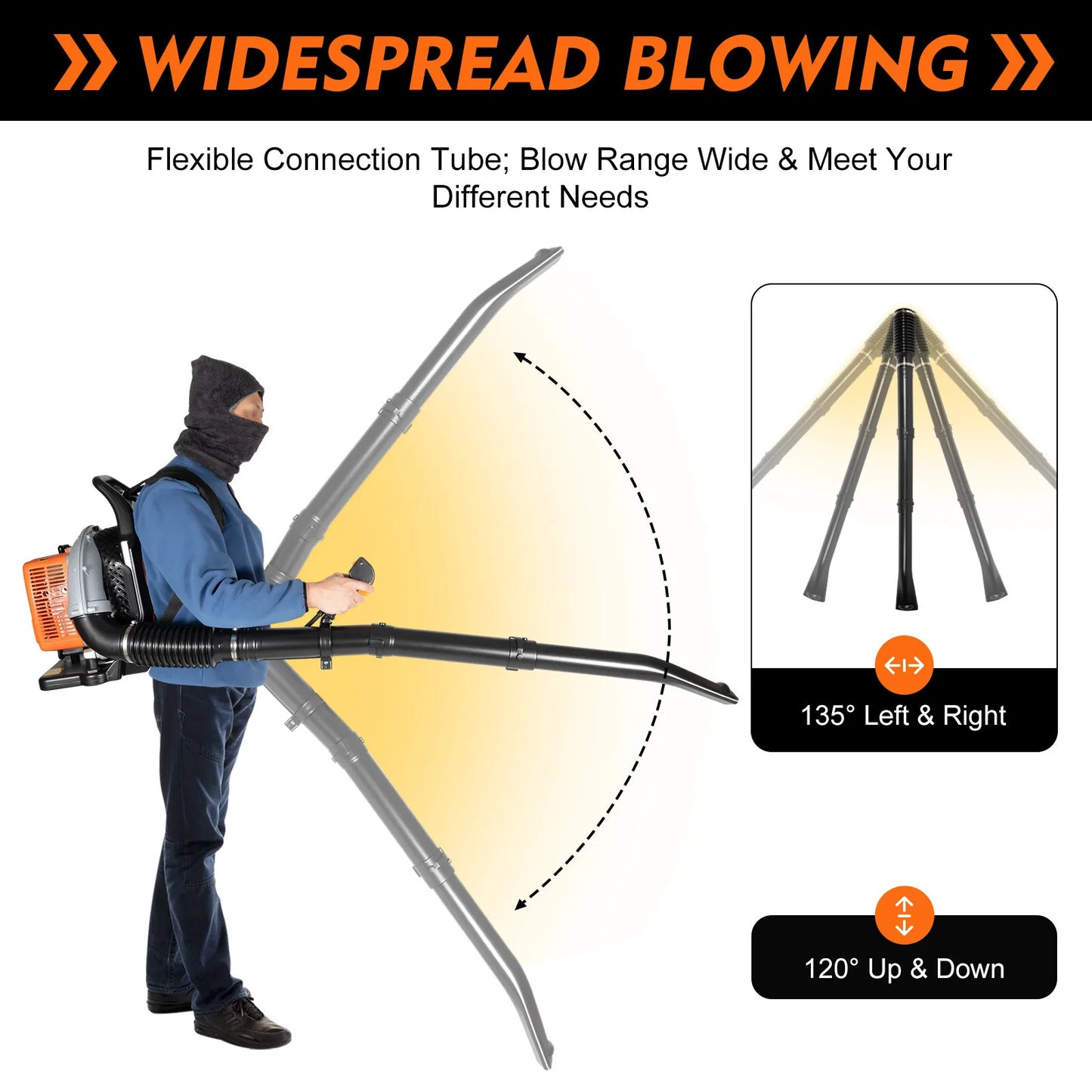 Bymaocar Gas Leaf Blower 2 Stroke Backpack Blower 6800 RPM