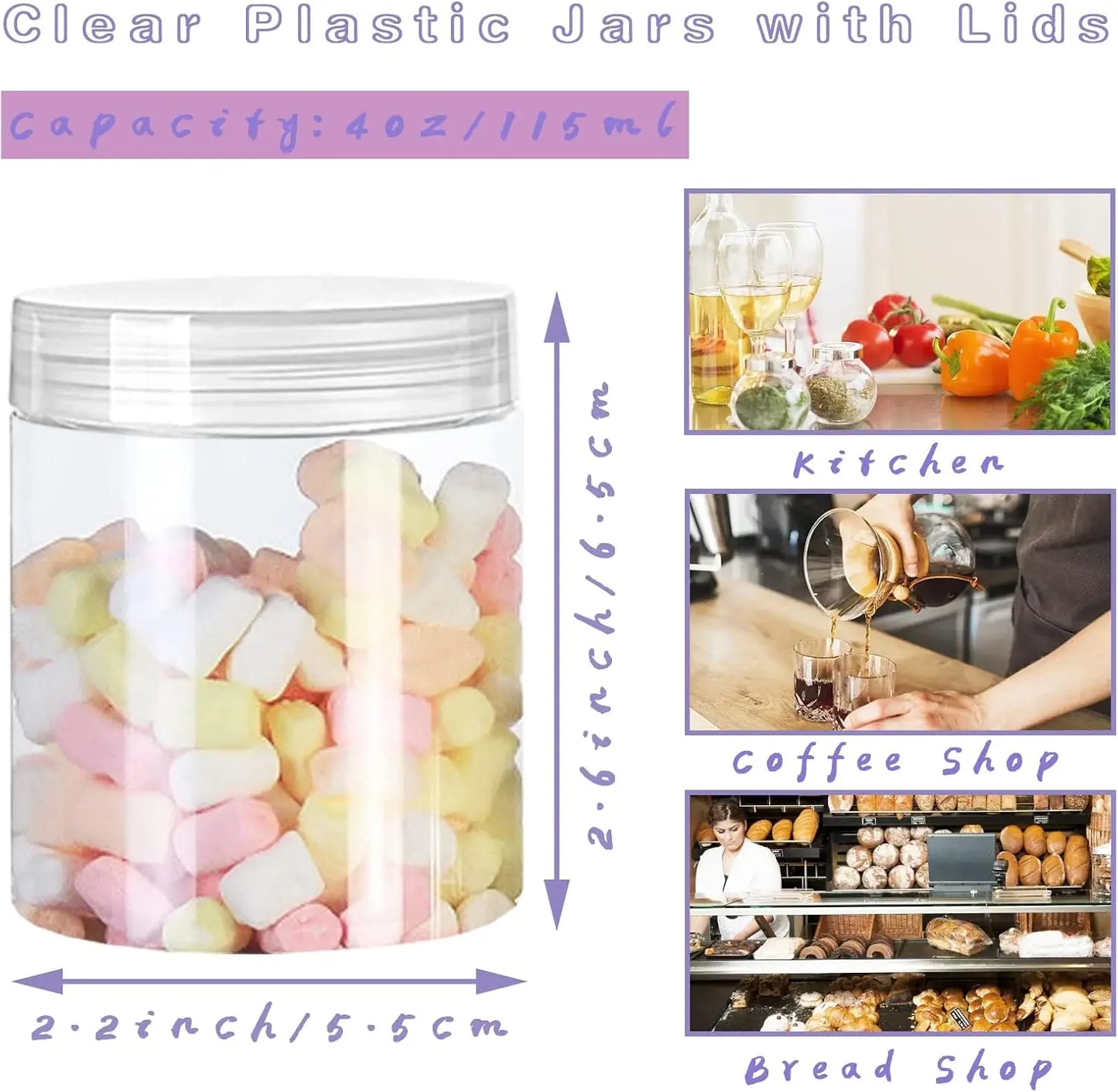 Clear Plastic Jars With Lids Wide Mouth Storage For Candy