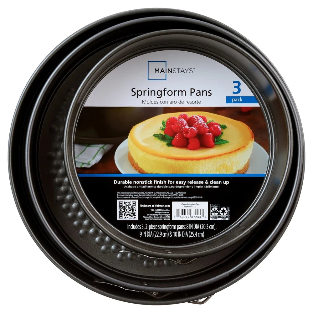 Three Piece Nonstick Carbon Steel Springform Cake Pan Oven Safe