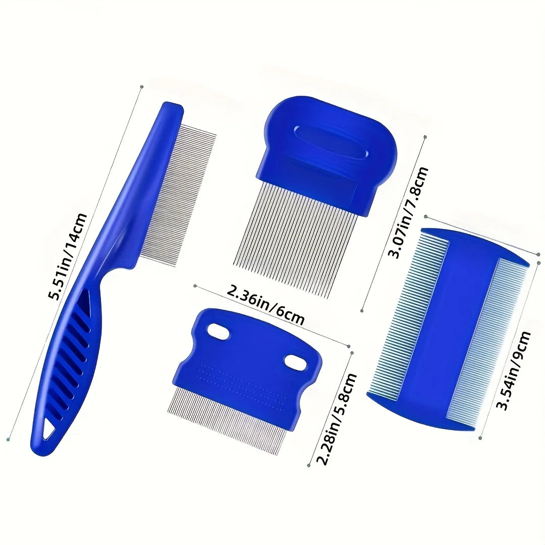 Stainless Steel Flea and Lice Grooming Comb for Dogs and Cats 4 Pack