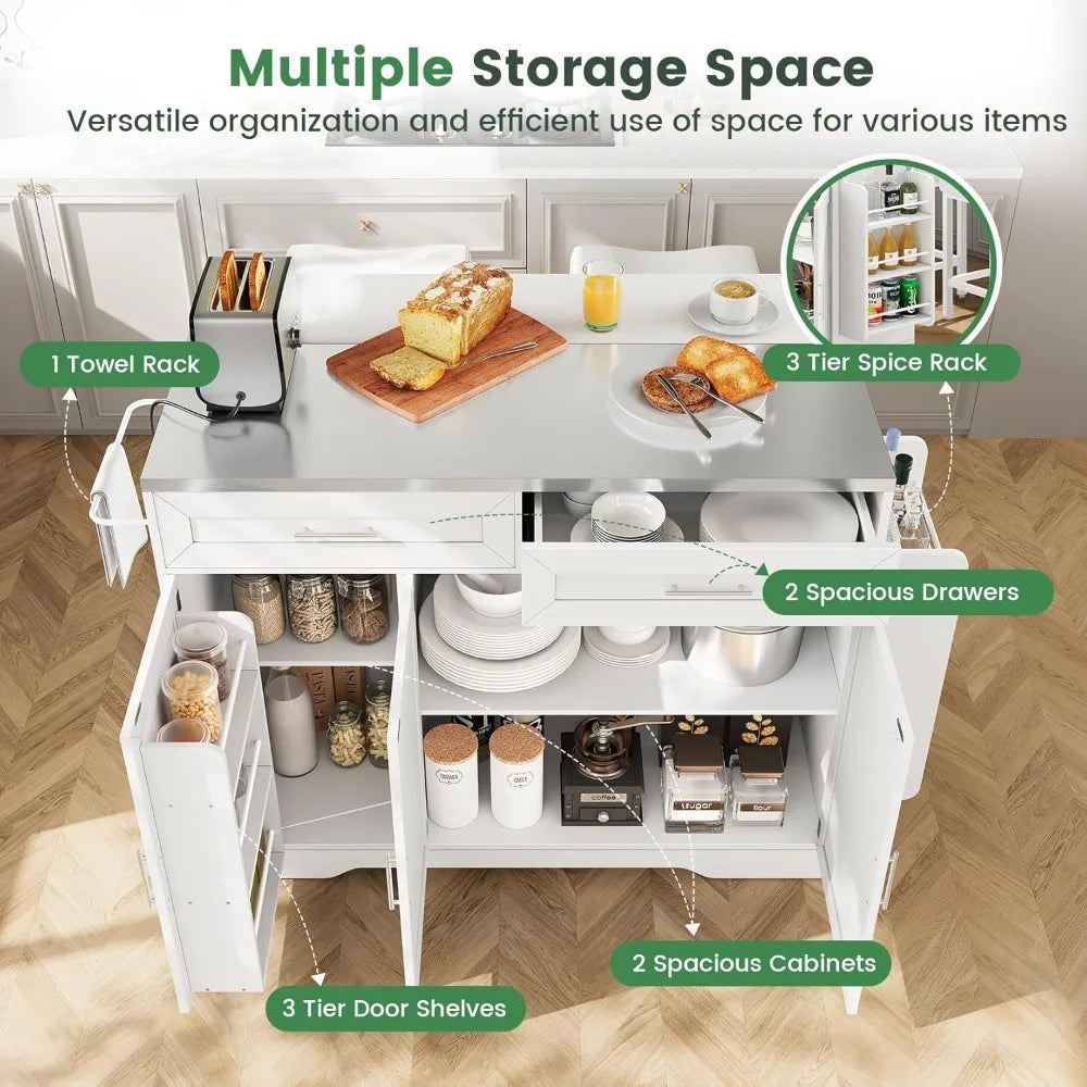 MKDK Concho Kitchen Island With Seating And Stainless Steel Top