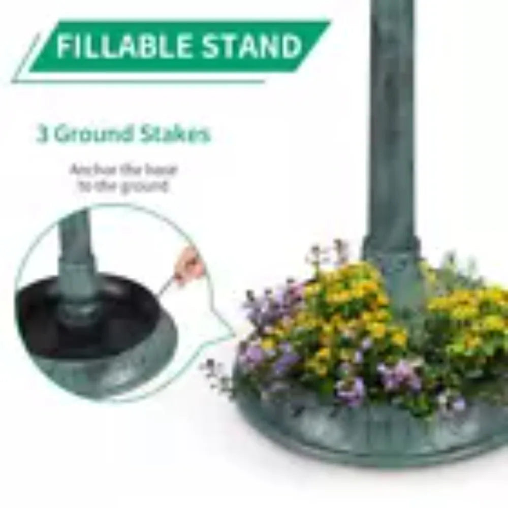 Plastic Round Bird Bath With Solar Light And Sturdy Base