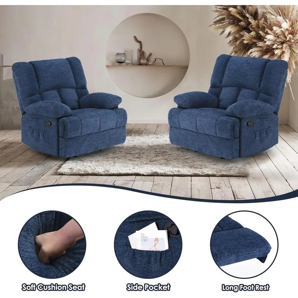 Oversized Rocker Recliner Chair With Adjustable Backrest