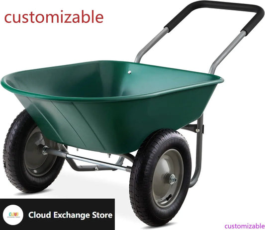 XMSJ Dual Wheel Yard Wheelbarrow With Built In Stand