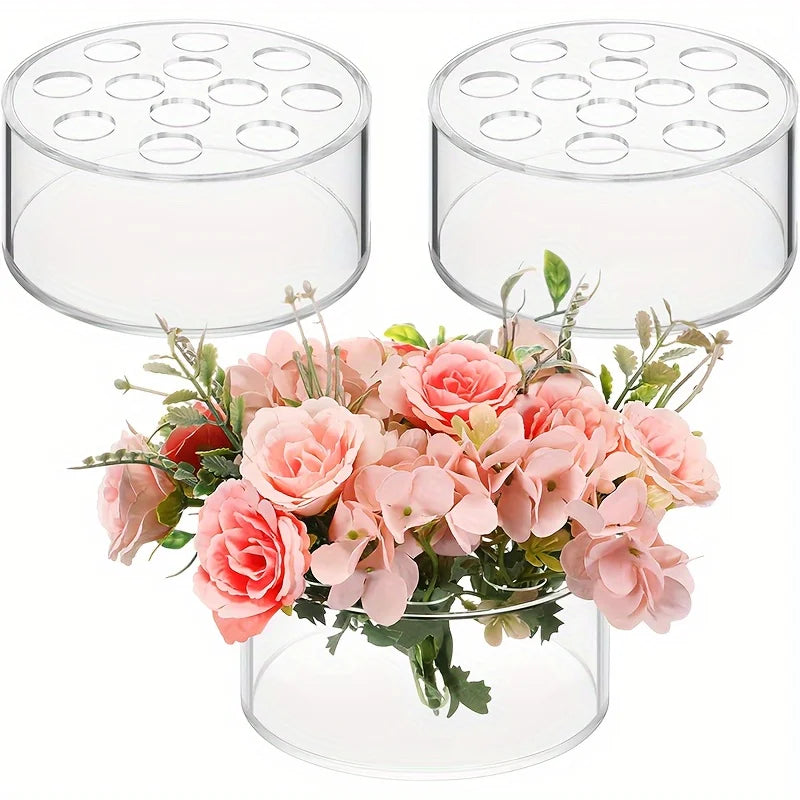 12-Hole Circular Acrylic Decorative Vase for Weddings and Parties