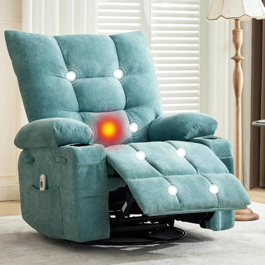OEING Swivel Rocker Recliner Chair With Massage And Heat