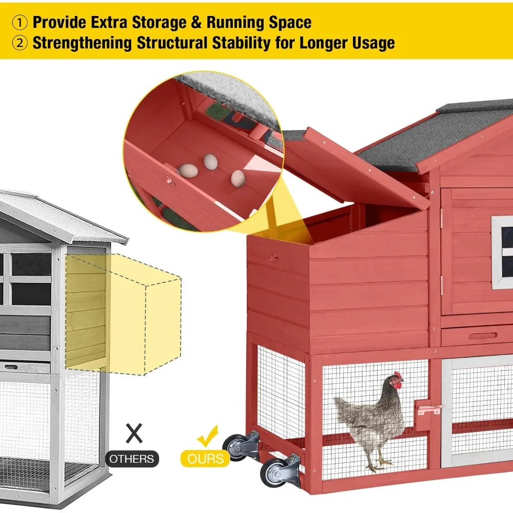Certa Chicken Coop Outdoor With Wheels Hen House Wood Run