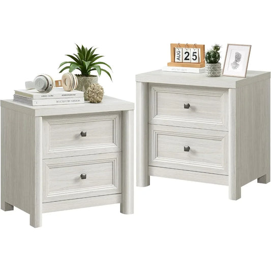 XUYUAN Farmhouse Night Stands Set of 2 with Drawers
