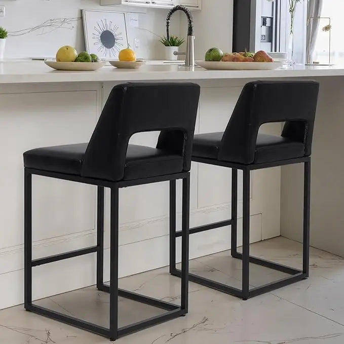 ZHUOTING Modern Bar Stools With Backs Upholstered Faux Leather