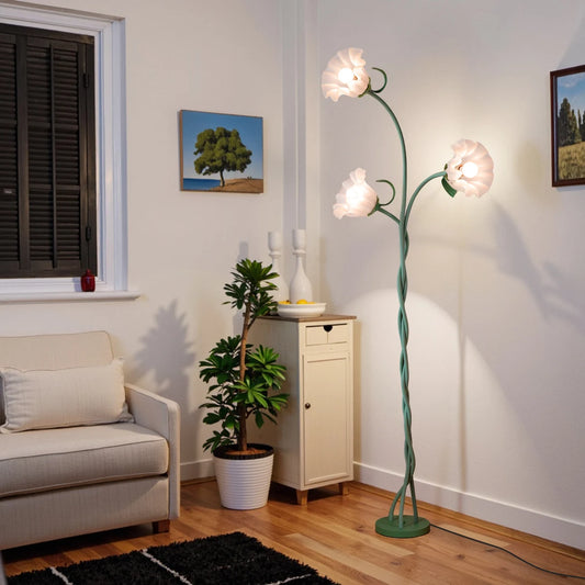Hign-concerned Retro 3-Head Flower Floor Lamp With Dimmable Color Temperatures