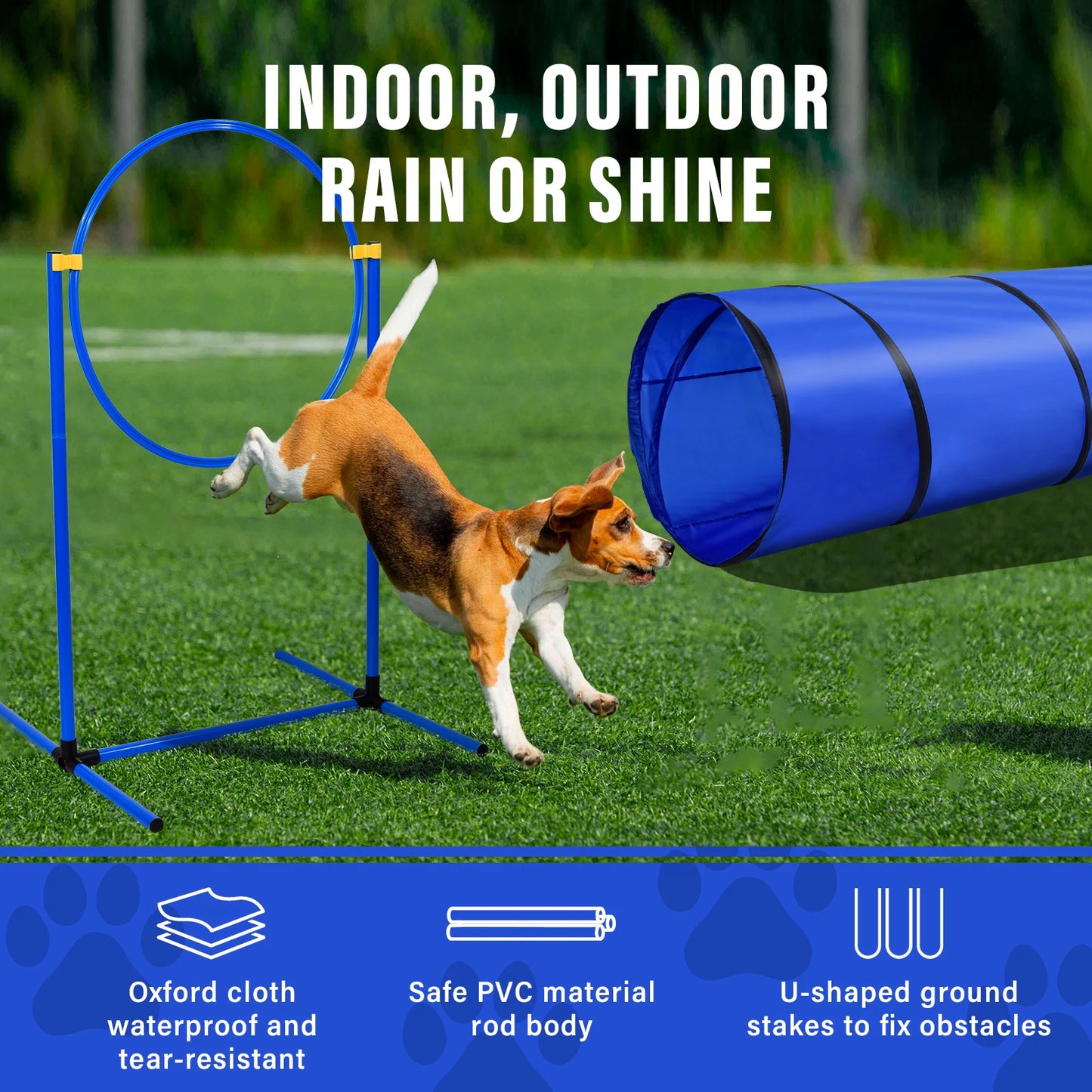 Dog Agility Training Set With Tunnels Jumps And Weave Poles