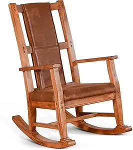 DAFIFY Farmhouse Mahogany Wood Rocking Chair For Living Room