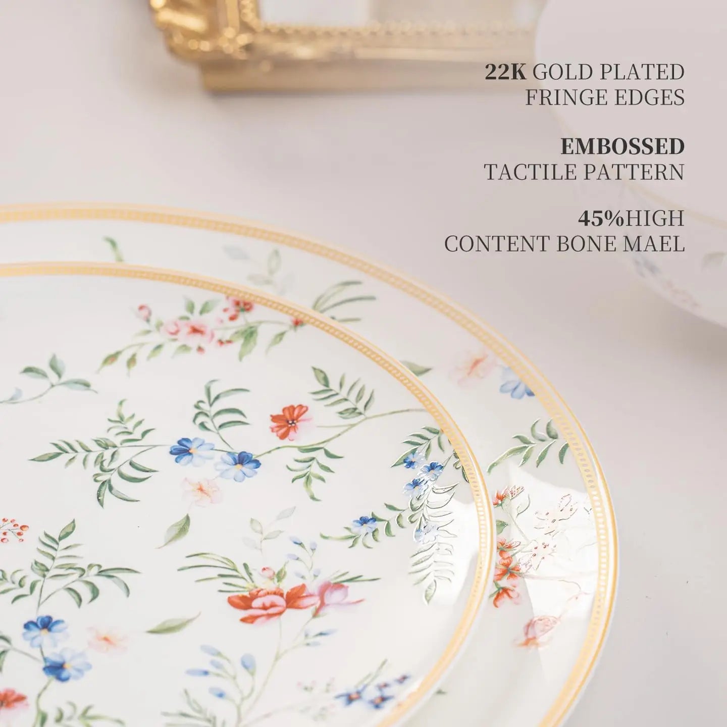 Bone China 12 Piece Dinnerware Set Plates Bowls Dishwasher Safe