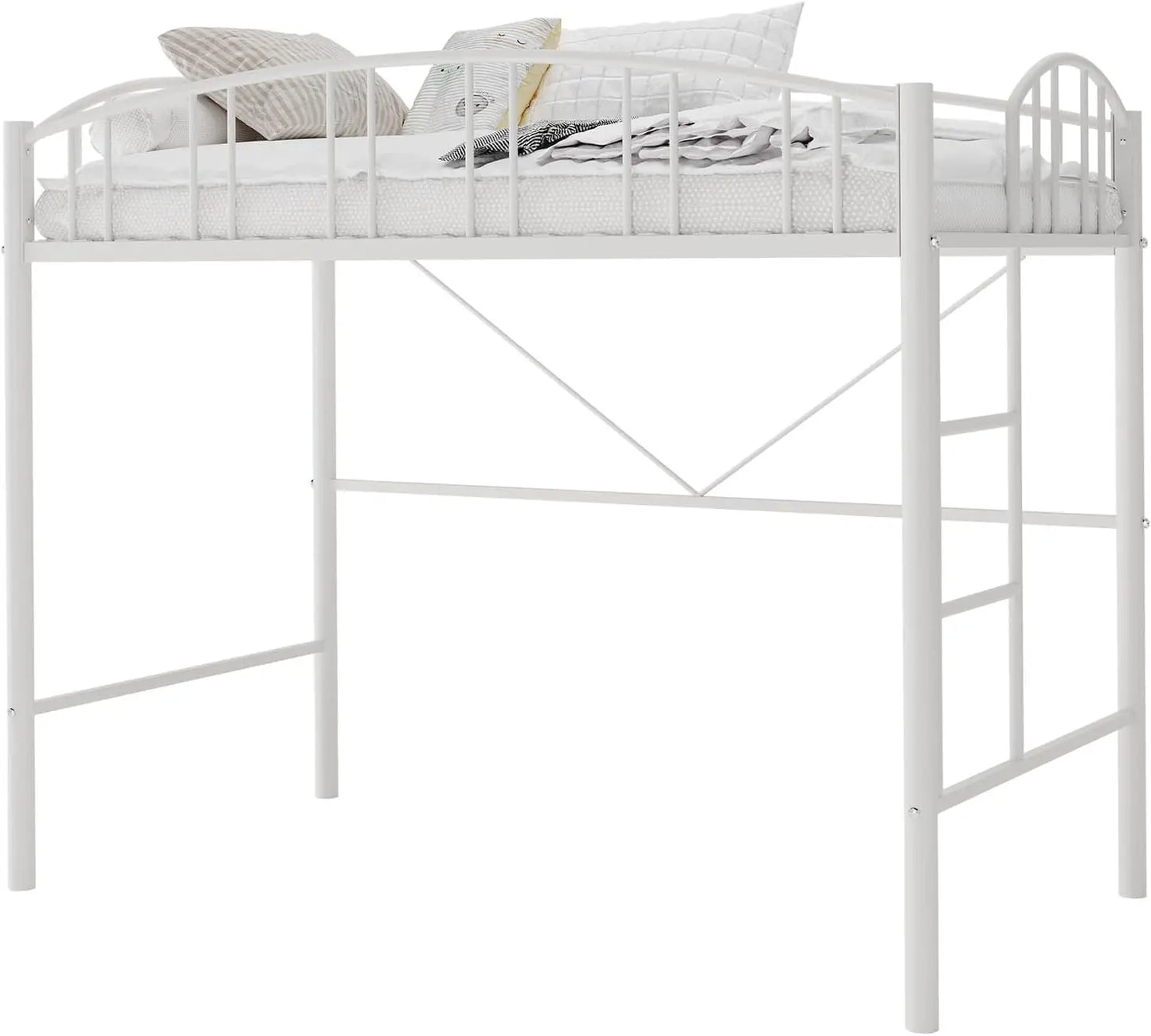 ZHUOTING Heavy Duty Metal Loft Bed Twin With Ladder