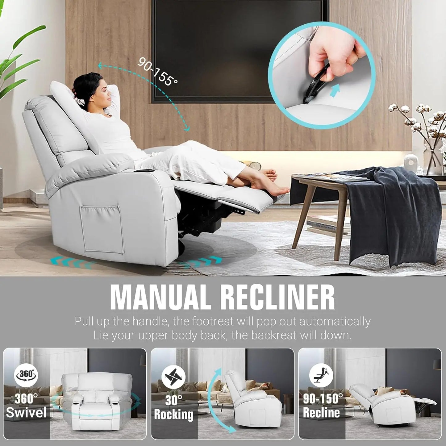 XIAOLANG Rocking Recliner Chair With Massage And Heat