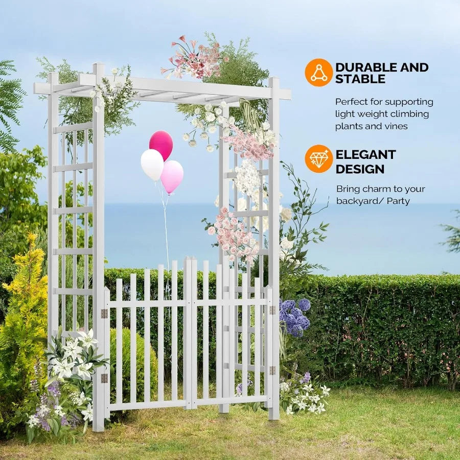 High-concerned Garden Arbor With Gate PVC Wedding Arch