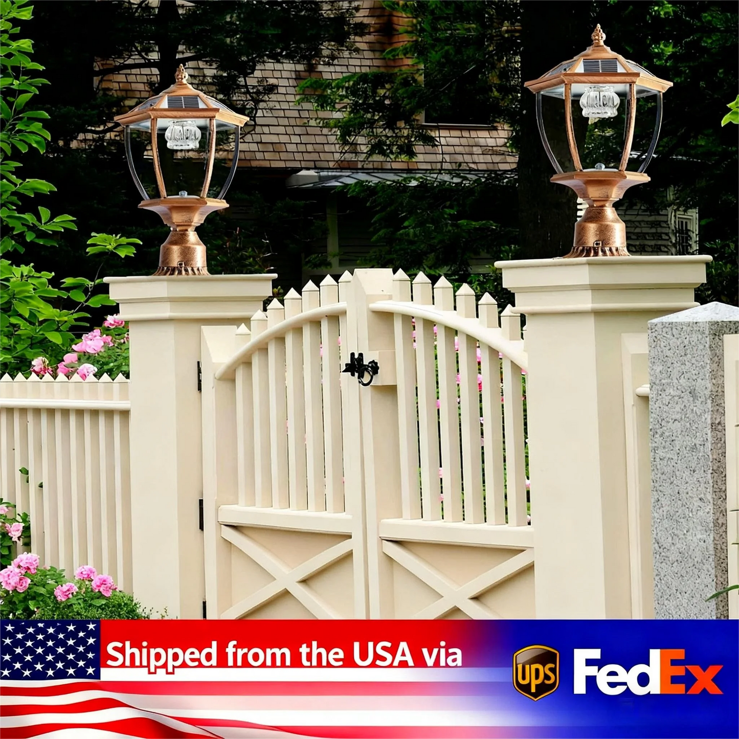 ARLGSITE Solar LED Post Light Garden Lamp Auto On Off