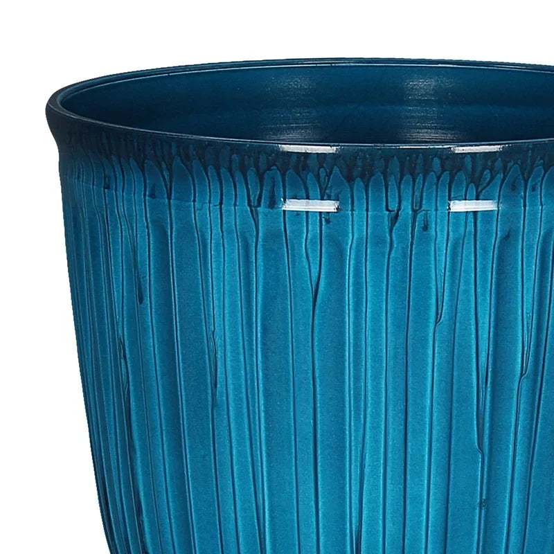 Recycled Plastic Round Planter With Drainage Holes For Outdoor Use